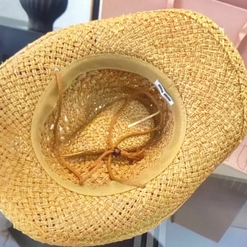Miu Miu Natural Straw Crochet Cowboy Hat - Picture 7 of 7